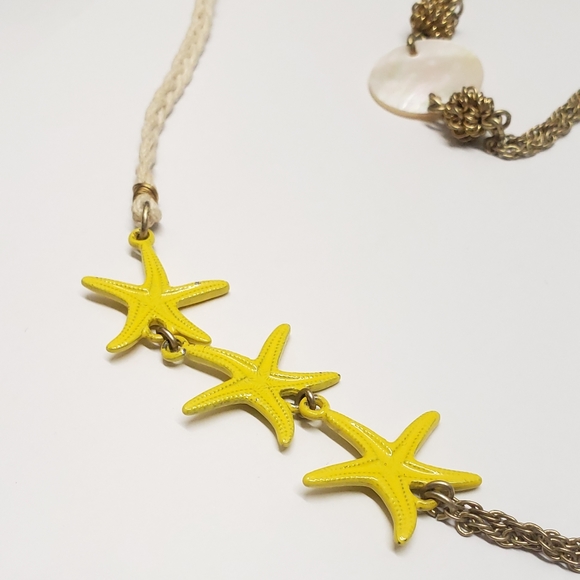J Crew Summer Time Ocean Theme Jade Starfish Necklace - Picture 2 of 14